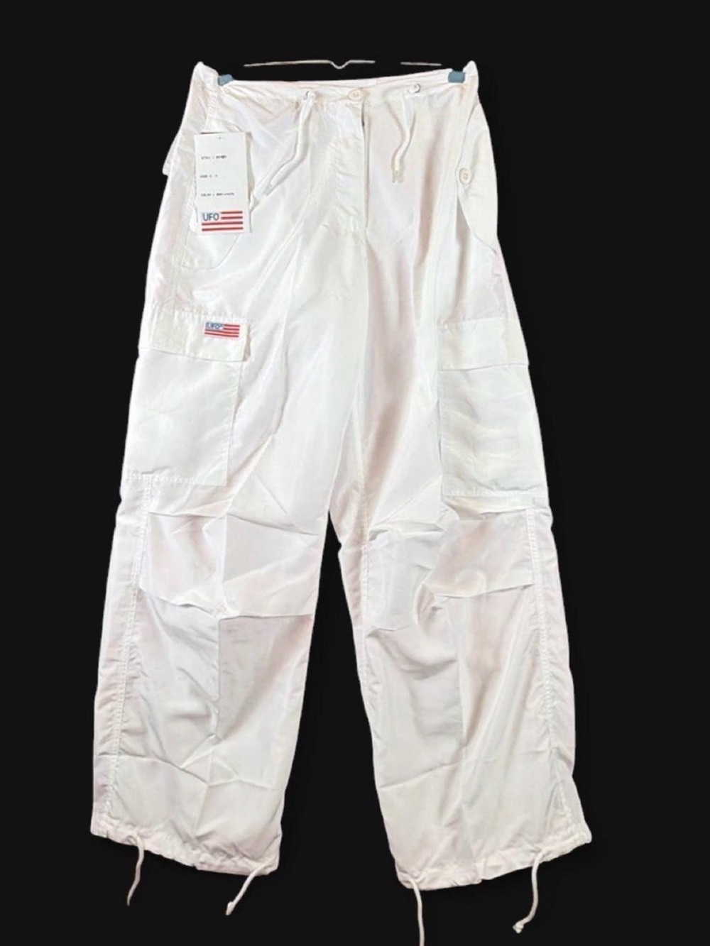 UFO NWT Vintage White Cargo Parachute Clubwear Rave Pants Womens S